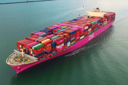 ONE container ship sailing for sustainable green logistics solutions