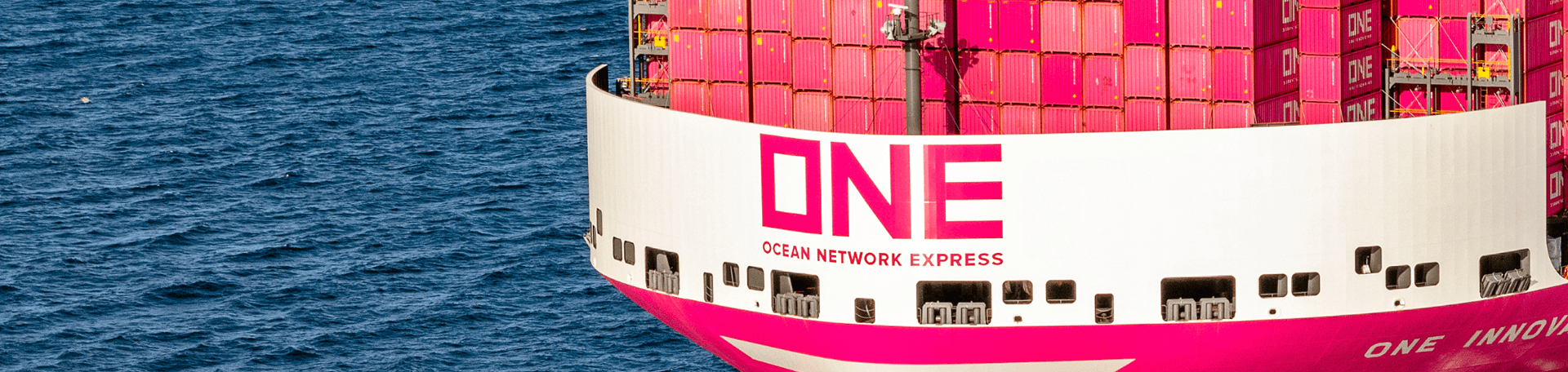 ONE Innovation carrying shipping containers at sea