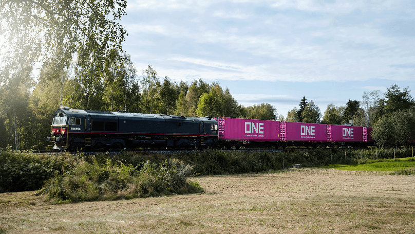 Sustainable inland freight train transporting containers